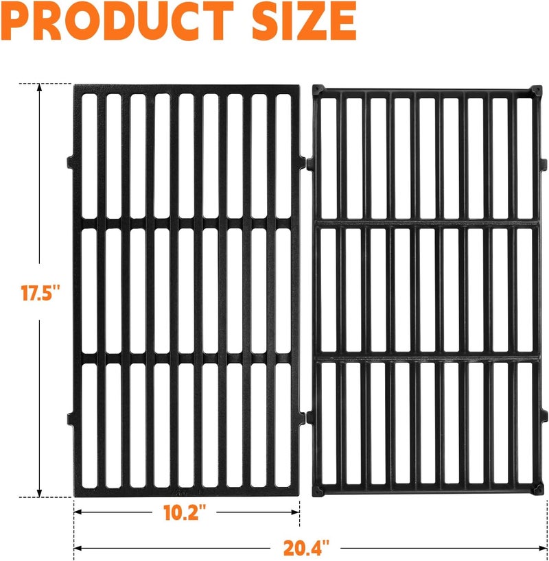 GGC 7637 Grill Grates for Weber Spirit E210 E220 S210 S220, 17.5" Cast Iron Cooking Grid for Weber Spirit 200&Spirit II 200 Series Gas Grills with Front Control Panel - Image 2